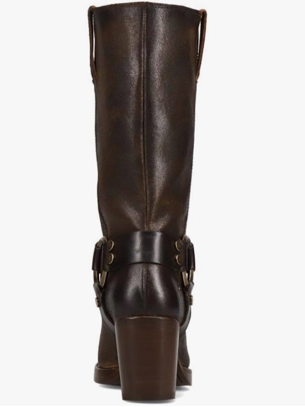 Frye Jean harness boots in chocolate Women’s Mid-Calf Brown Leather Block boot - Picture 3 of 10